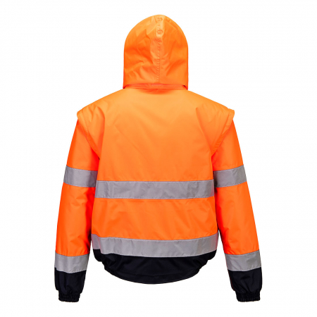 PORTWEST C468, Jachetă Bomber 2 în 1 cu contrast Hi-Vis, 100% poliester 300D Oxford, căptușeală matlasată, certificare EN ISO 20471 Clasa 3 [1]