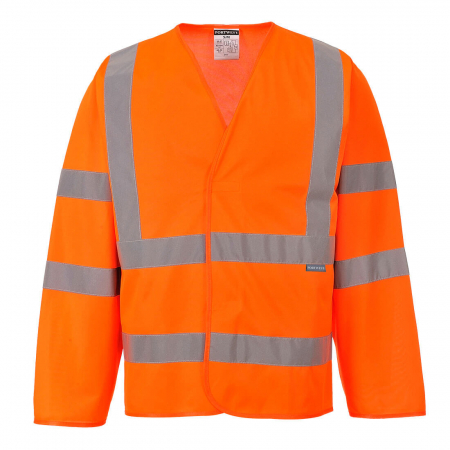 Jachete reflectorizante (HI-VIS) - PORTWEST C473, Vestă Hi-Vis cu mâneci lungi, 100% poliester tricotat 124 g/mp, certificare EN ISO 20471 Clasa 3