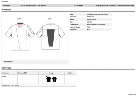 PORTWEST C739, Jachetă de bucătar asimetrică MeshAir PRO, din polibumbac, 190 g/mp [4]