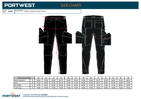 PORTWEST CD881 WX2, Pantaloni Eco Stretch Trade din poliester reciclat și bumbac, 245 g/mp [2]