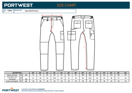 PORTWEST CD884, Pantaloni Super Work din poliester și bumbac, 245 g/mp [2]