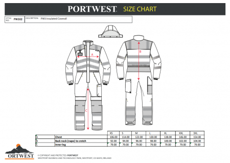 PORTWEST PW352, Combinezon de iarnă Hi-Vis PW3, din poliester 300D, 190 g/mp, căptușeală Insulatex 200 g/mp [2]