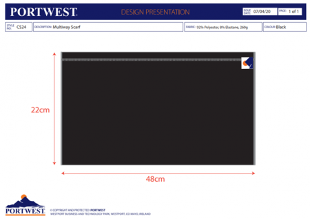 PORTWEST CS24, Eșarfă Multiway din poliester și elastan, 180 g/mp [2]