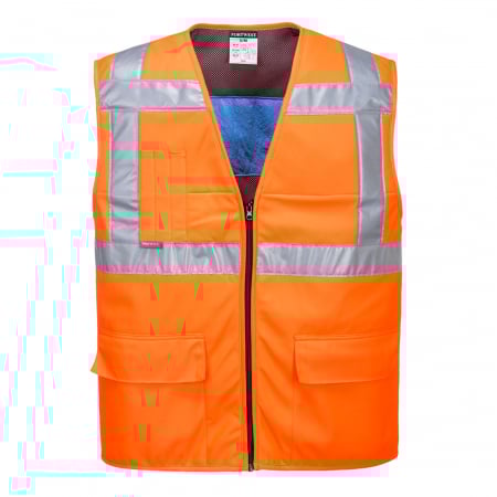 Veste reflectorizante (HI-VIS) - PORTWEST CV02, Vesta de răcire Hi-Vis, din poliester tricot 120 g/mp, căptușeală plasă 60 g/mp, umplutură bambus și PVA 330 g/mp