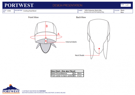 PORTWEST CV04, Bandană răcoritoare din poliester, 140 g/mp, cu umplutură super absorbantă 160 g/mp [2]