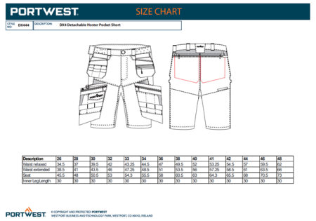 PORTWEST DX4 - 444, Pantaloni scurți cu buzunare holster, din poliester și elastan, 270 g/mp [2]