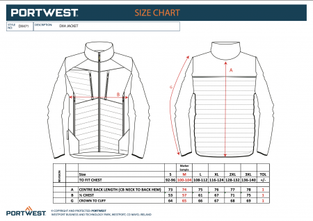 PORTWEST DX471, Jachetă DX4 Baffle Hybrid din nailon 65 g/mp, umplutură poliester 120 g/mp [2]
