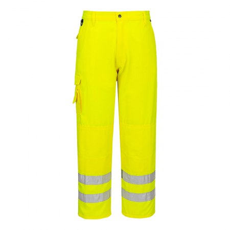 Îmbrăcăminte REFLECTORIZANTĂ (HI-VIS) - PORTWEST E046, Pantaloni de lucru Hi-Vis, policotton Kingsmill, 65% poliester / 35% bumbac, 245g, finisaj Texpel™ Stain Eco, certificare EN ISO 20471 Clasa 1