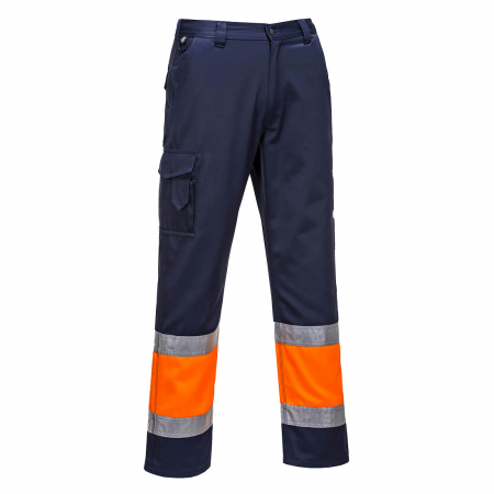 Pantaloni si salopete reflectorizante (HI-VIS) - PORTWEST E049, Pantaloni de service HI-VIS Contrast din polibumbac, 245 g/mp