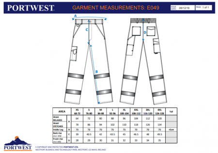 PORTWEST E049, Pantaloni de service HI-VIS Contrast din polibumbac, 245 g/mp [2]