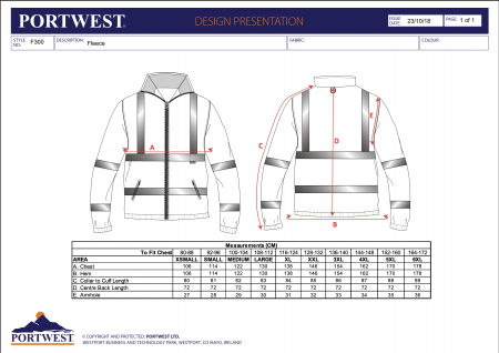 PORTWEST F300, Polar Fleece HI-VIS din poliester 300 g/mp, căptușit [2]