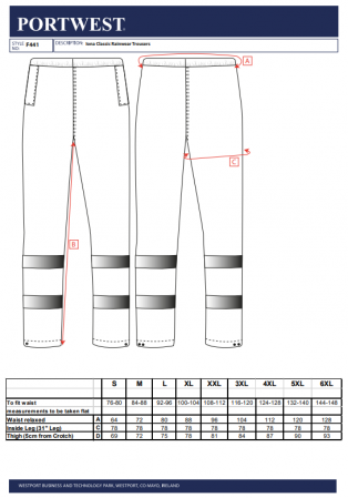 PORTWEST IONA CLASSIC, Pantaloni de ploaie din poliester 190T cu strat PVC, 210 g/mp [1]