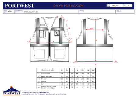 PORTWEST IONA EXECUTIVE, Vestă reflectorizantă din poliester, 124 g/mp [2]