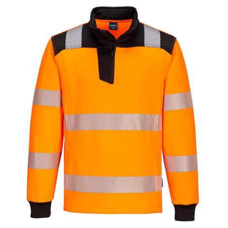 Tricouri si bluze reflectorizante (HI-VIS) - PORTWEST PW326, Hanorac Hi-Vis PW3 1/4 Zip, din poliester și bumbac, 300 g/mp