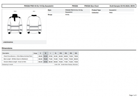PORTWEST PW326, Hanorac Hi-Vis PW3 1/4 Zip, din poliester și bumbac, 300 g/mp [2]