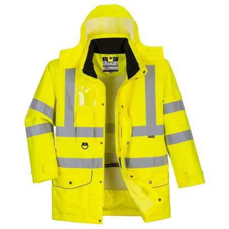 Jachete reflectorizante (HI-VIS) - PORTWEST S427, Jachetă traffic 7-in-1 cu glugă detașabilă, din poliester 300D, 190 g/mp, căptușeală termică 160 g/mp