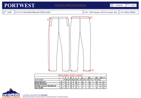PORTWEST L440, Costum de ploaie Essentials din poliester cu strat PVC, 190 g/mp [2]