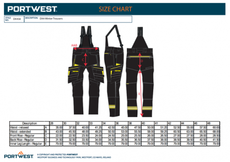 PORTWEST, Pantaloni cu pieptar DX4 de iarnă cu bretele detașabile, din poliester, 300 g/mp, căptușeală termică 160 g/mp [2]
