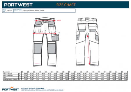 PORTWEST PW357, Pantaloni Holster de iarnă căptușiți din polibumbac, 300 g/mp [2]