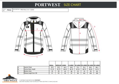 PORTWEST PW365, Jachetă HI-VIS 3-în-1, cu glugă detașabilă, din poliester cu interior detașabil, 300 g/mp [2]