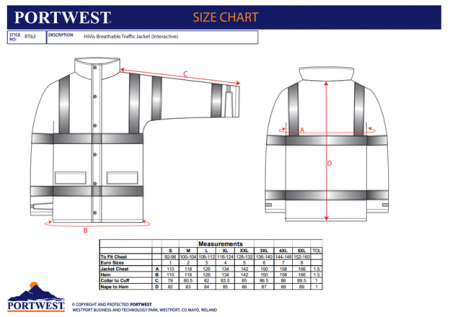 PORTWEST RT63, Jachetă Hi-Vis Respirabilă Traffic (Interactivă) din poliester 300D Oxford 190 g/mp, căptușeală plasă poliester 60 g/mp [2]