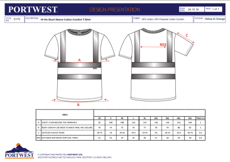 PORTWEST S170, Tricou Cotton Comfort cu mâneci scurte, din bumbac și poliester, 175 g/mp [2]