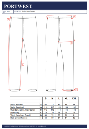 PORTWEST S251, Pantaloni în talie Sealtex™ Ocean din PVC și PU, 310 g/mp [1]