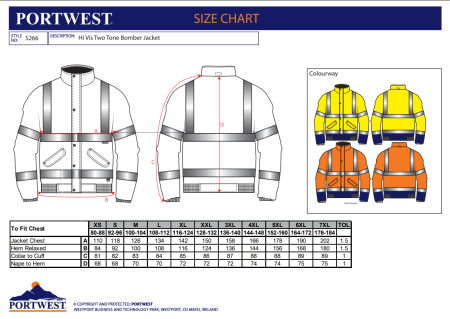 PORTWEST S266, Jachetă Contrast Bomber Hi-Vis, din poliester 300D, căptușeală 230 g/mp [3]