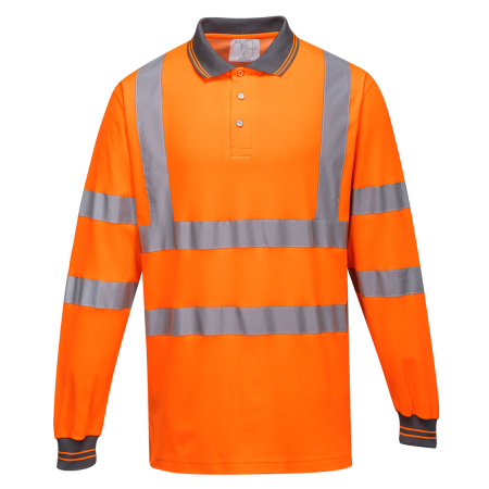 Tricouri si bluze reflectorizante (HI-VIS) - PORTWEST S271, Tricou polo Cotton Comfort cu mâneci lungi, din bumbac și poliester, 175 g/mp
