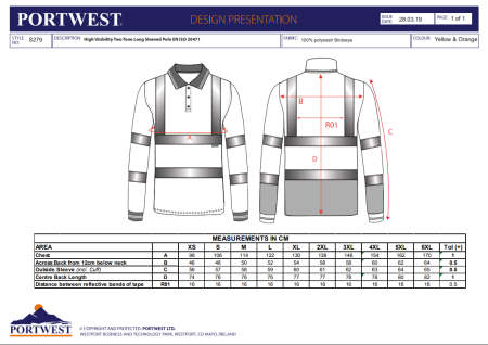 PORTWEST S279, Tricou polo cu mâneci lungi din poliester, 175 g/mp [1]
