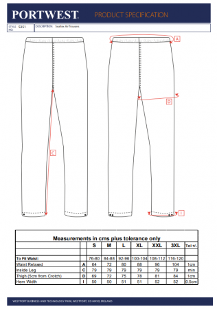 PORTWEST S351, Pantaloni Sealtex AIR, din poliester tricot impregnat PU, 180 g/mp [2]
