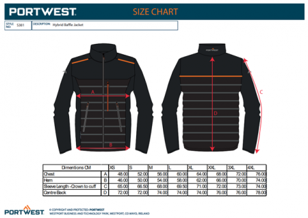 PORTWEST S381, Jachetă Hybrid Baffle din poliester, bumbac și elastan, 350 g/mp, căptușeală termică Insulatex Pro 260 g/mp [2]