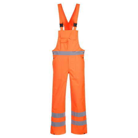 Pantaloni si salopete reflectorizante (HI-VIS) - PORTWEST S388, Pantaloni cu pieptar HI-VIS necăptușiți, din poliester, 190 g/mp