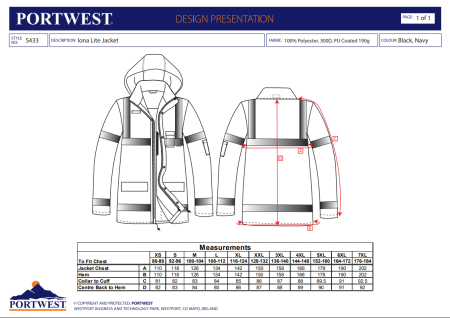 PORTWEST IONA S433, Jachetă cu glugă din poliester, 190 g/mp, căptușeală 170 g/mp [2]