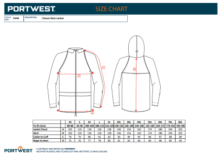 PORTWEST S440, Jachetă cu glugă încorporată, din poliester cu strat PVC, 210 g/mp [1]