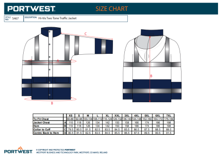PORTWEST S467, Jachetă de iarnă HI-VIS din poliester 300D, 190 g/mp, căptușeală matlasată 230 g/mp [1]