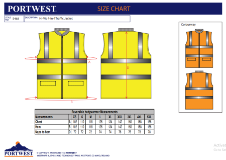 PORTWEST S468, Jachetă HI-VIS 5-in-1 din poliester 300D, 190 g/mp, vesta interioară detașabilă [2]