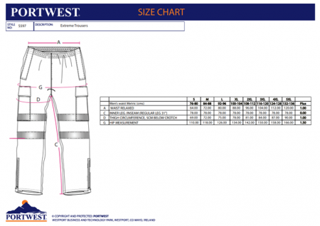 PORTWEST S597, Pantaloni de ploaie impermeabili și respirabili, 100% poliester 300D Stretch Oxford, 200g, finisaj Texpel™ Splash Eco [2]