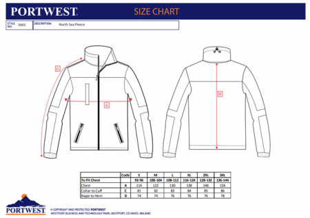 PORTWEST S665, Jachetă fleece North Sea, din poliester anti-agățare 400 g/mp, căptușită poliester 55 g/mp, cu panouri Oxford 600D [2]