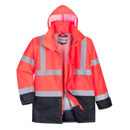 PORTWEST S768, Jachetă HI-VIS Executive 5-in-1, cu glugă ascunsă, din poliester 300D, 190 g/mp, căptușeală detașabilă 280 g/mp [6]