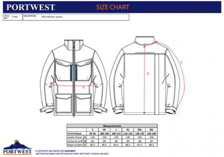 PORTWEST T740, Jachetă de iarnă impermeabilă, din nailon Taslan, 125 g/mp, căptușeală termică Insulatex 200 g/mp, colecția WX3 [2]