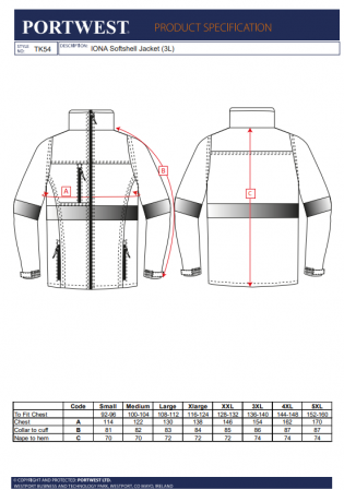PORTWEST IONA, Jachetă Softshell (3 straturi), din poliester și elastan, 310 g/mp, căptușeală micro polar fleece [1]