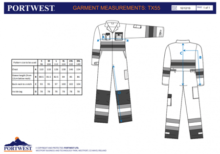 PORTWEST TX55, Combinezon Nantes Hi-Vis, din polibumbac, 245 g/mp [2]