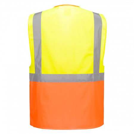 PRAGUE EXECUTIVE, Vestă HI VIS bicoloră din poliester,  124 g/mp, cu buzunare [1]