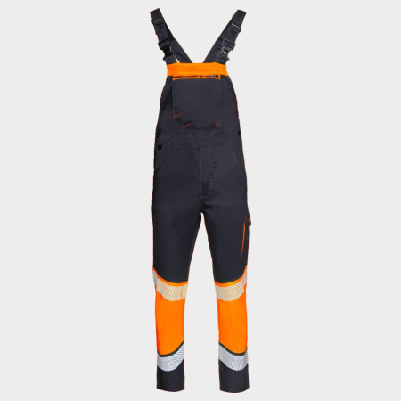 Pantaloni si salopete reflectorizante (HI-VIS) - PRIMO LIGHT STRETCH, Pantaloni de lucru reflectorizanți cu pieptar, din tercot elastic, 210 g/mp
