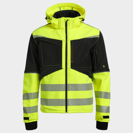 IMBRACAMINTE - PRISMA 2.0 HV, Jachetă reflectorizantă tip softshell din poliester cu spandex, 300 g/mp