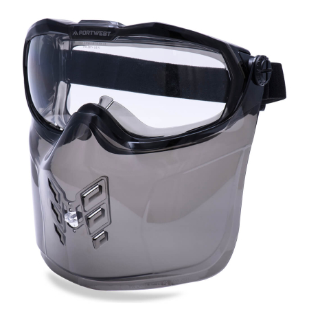 Ochelari de protecție - ULTRA SAFE, Ochelari tip goggle de protecție cu apărătoare pentru bărbie și lentilă din policarbonat