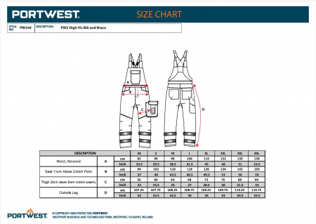 PW244, Pantaloni HI-VIS cu pieptar din tercot, 245 g/mp [4]