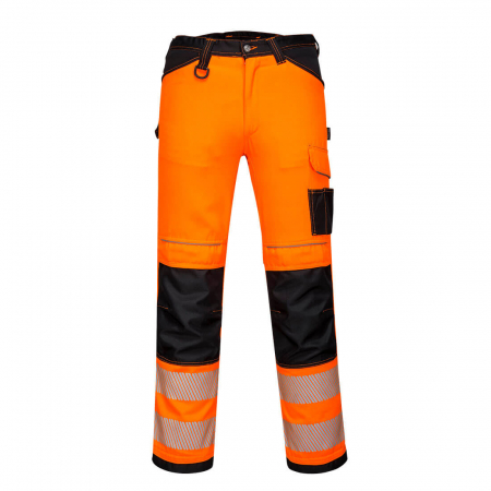 Pantaloni si salopete reflectorizante (HI-VIS) - PW3 - 303, Pantaloni în talie HI-VIS Stretch, din poliester, bumbac și elastan, 190 g/mp