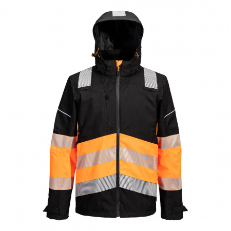 Pelerine | Jachete Impermeabile - PW3 - 368, Jachetă HI-VIS impermeabilă tip Shell, cu glugă detașabilă, din poliester 300D Stretch Oxford, 200 g/mp, căptușeală din poliester tip plasă 60 g/mp